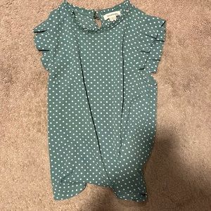 Green and white blouse